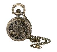 JewelryWe Orologio da taschino vintage da donna, scheletro, uccello, farfalla, fiore, collana con ciondolo analogico al quarzo, con catena da 78 cm, per Natale, Fiore-piccolo