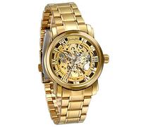 JewelryWe Orologio da uomo con copertina trasparente, scheletro meccanico automatico, cinturino in acciaio inossidabile, lega di compleanno, braccialetto
