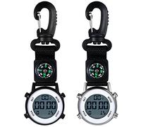 JewelryWe Orologio LED con Moschettone Digitale con Bussola, Orologio Multifunzionale per Medici,Orologio Sportivo all'aperto,Clip-on Carabiner Pocket Watch Nurse