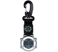 JewelryWe Orologio LED con Moschettone Digitale con Bussola, Orologio Multifunzionale per Medici,Orologio Sportivo all'aperto,Clip-on Carabiner Pocket Watch Nurse
