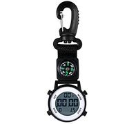 JewelryWe Orologio LED con Moschettone Digitale con Bussola, Orologio Multifunzionale per Medici,Orologio Sportivo all'aperto,Clip-on Carabiner Pocket Watch Nurse