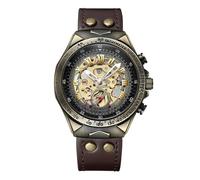JewelryWe Orologio Meccanico Automatico da Uomo: Orologio in Pelle con Riserva di Carica di 36 Ore Impermeabile Numeri Romani