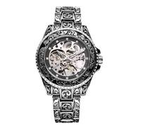 JewelryWe Orologio Meccanico Automatico da Uomo: Orologio Numero in Zircone Lancette Luminose Quadrante Girevole Riserva di carica di 36 ore