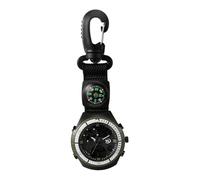 JewelryWe Orologio multifunzione con moschettone: orologio da uomo e donna, doppio display, analogico, digitale, per sport all'aria aperta, con sveglia, cronometro, calendario e bussola decorativa per
