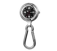 JewelryWe Orologio portachiavi uomo donna - Orologio con fibbia per zaino, scala di bar, quadrante digitale, grande fibbia a moschettone, Nero , Compatto