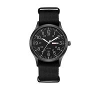 JewelryWe Orologio tattico militare da uomo: pratico datario con numeri arabi luminosi, cinturino in nylon verde, quadrante grande, orologio da uomo per alpinismo, equitazione, idea regalo, Nero ,