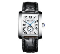 JewelryWe Orologio Uomo da Polso Blu/Bianco/Nero Orologi Cavaliere, Quadrato Orologio Originale Retro, Orologio al Quarzo con il Calendario, Buon Regalo