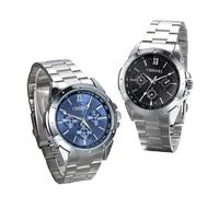Jewelrywe Orologio uomo, Display Nero,Pointer Oro, Bracciale Argento in Acciaio Inossidabile