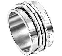 JewelryWe Retro Fidget Spinner Anello Donna Luna e Stella Modello Rotabile Ansia Sollievo Dell'ansia Anello Band Anello In Acciaio Inox, 59 mm (18.8 US), Acciaio inossidabile