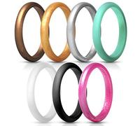 JewelryWe Set 7 PCS Anello in Gomma Silicone da Donna Multicolori