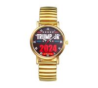 JewelryWe Trump-Attentat Orologio da polso elastico per uomo e donna, Donald Trump Survived Shot Fist Raised Analogico, al quarzo, in acciaio inox, con numeri romani, Trump Jr - Oro