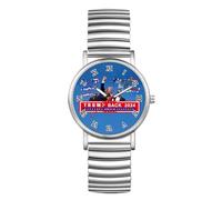 JewelryWe Trump-Attentat Orologio da polso elastico per uomo e donna, Donald Trump Survived Shot Fist Raised Analogico, al quarzo, in acciaio inox, con numeri romani, Trump #2 - Argento