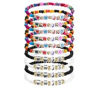 JewelryWe WWJD - Set di 10 braccialetti con perline elastiche, con scritta in lingua inglese "What would Jesus Do", per donne e ragazze