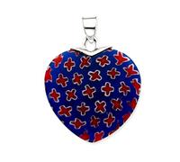 JewelryWeb Collana con ciondolo a forma di cuore in argento Sterling 925 con pietra di vetro blu e rossa lucidata, da donna
