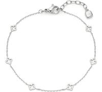 JEWELS BY LEONARDO Bracciale Ciao Janna • Collana a braccio fine in acciaio inox color argento • Collana a specchio con ornamenti stilizzati a trifoglio • 17,5 - 19,5 cm di lunghezza • Gioielli regalo