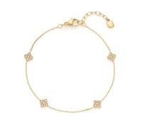 Jewels BY Leonardo Bracciale Ciao Lisette, Bracciale in Acciaio Inox Dorato, Quattro Elementi di Zirconia cubica a Forma di Fiore, Lunghezza 18-20,5 cm, Regalo per Donne, 025746