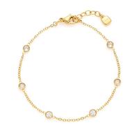 JEWELS BY LEONARDO Ciao 022920 - Bracciale in acciaio inox dorato, con cristalli di vetro trasparenti, lunghezza 17-19 cm, regalo da donna, Eine Grösse, Acciaio inossidabile, Nessuna pietra preziosa