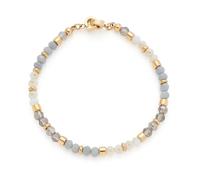 Jewels BY Leonardo Bracciale Clip & Mix Bernie, Bracciale in Acciaio Inox Dorato, Perle di Vetro di Colore Bianco e Grigio, Lunghezza 19 cm, Regalo per Donne, 025574