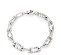 JEWELS BY LEONARDO Bracciale Clip & Mix Moni • Bracciale in acciaio inox color argento • Bracciale a maglie massicce • Bracciale Statement con struttura a cordoncino • Lunghezza 19 cm • Gioielli da