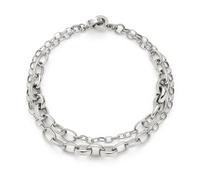 Jewels BY Leonardo Bracciale Clip & Mix Suzanne, Doppia Fila in Acciaio Inox Color Argento, Due Maglie di Diverse Dimensioni, Lunghezza 19,5 cm, Gioielli Regalo per Donne, 025583