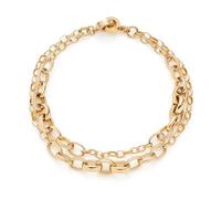 Jewels BY Leonardo Bracciale Clip & Mix Suzanne, Doppia Fila, in Acciaio Inox Dorato, Due Maglie di Diverse Dimensioni, Lunghezza 19,5 cm, Gioiello Regalo per Donne, 025595