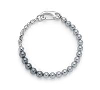Jewels BY Leonardo Bracciale Dominique, Bracciale in Acciaio Inox Argentato, moschettone opulento con Perle di Imitazione Grigie, Lunghezza 19,5 cm, Gioiello Regalo per Donne, 024899