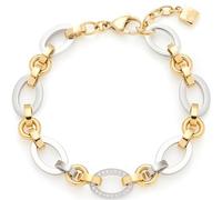 JEWELS BY LEONARDO Bracciale Lena • Bracciale in acciaio inox dorato • Catena bicolore • Zirconi incastonati • 19-21 cm di lunghezza • Gioielli regalo da donna • 023403