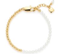 Jewels by Leonardo, bracciale Lucinda, bracciale in acciaio inox dorato, perle bianche e sfere in acciaio inox, lunghezza 18-21 cm, gioiello da donna, 024330, Eine Grösse, Acciaio inossidabile,