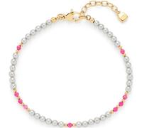 JEWELS BY LEONARDO Bracciale Pinky • Bracciale in acciaio inox dorato • Perle imitazioni grigio chiaro, sfere in oro e perle di vetro rosa • 18-20,5 cm di lunghezza • Regalo per donne • 024975, Eine