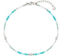 JEWELS BY LEONARDO Cavigliera Ciao Janni • Delicata cavigliera in acciaio inox color argento • minuscole perle di vetro aqua-turchese, lunghezza 24-28 cm, regalo da donna • 023859