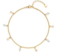 Jewels by Leonardo, cavigliera Ciao Juna • Cavigliera in acciaio inox dorato • Spirito hippie giocoso • piccole stelle alternate con perle di vetro pastello • 24-28 cm di lunghezza • 025061, Eine
