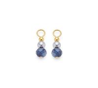 JEWELS BY LEONARDO Ciondolo Beauty's Aline • 1 paio di ciondoli in acciaio inox dorato • pietre di vetro blu sfaccettato, perla grigia e sfera dorata • Gioielli regalo per donne • 025523