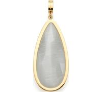 JEWELS BY LEONARDO Ciondolo Clip & Mix Jessy • Ciondolo a catena in acciaio inox dorato • Catseye a forma di goccia allungata • Gioielli regalo per donne • 024940, 5,5 cm, Acciaio inossidabile,