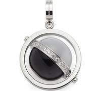 JEWELS BY LEONARDO Ciondolo Clip & Mix Rita in acciaio inox argentato, sfera girevole in catseye bianco e nero, binario con zirconi, regalo per gioielli, 024421, Eine Größe, Acciaio inossidabile,