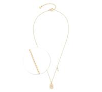 Jewels by Leonardo, collana Ciao Amarila, collana corta in acciaio inox dorato, ciondolo a medaglione con zirconi e ciondolo di perle supplementari, lunghezza 42-47 cm, regalo per gioielli, 024451, 42