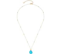 Leonardo Jewels Collana Ciao Evi, catena media in acciaio inox dorato, catena a specchio con mini sfere, ciondolo in pietra di vetro azzurro, lunghezza 50-55 cm, gioiello da donna, 023798, 50 cm,