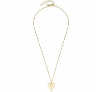 Leonardo Ciao Jetta 023306 - Collana da donna in acciaio inox IP oro con ciondolo a forma di cuore e chiave, lunghezza 45-50 cm, idea regalo per anniversario, 45, Acciaio inossidabile, Nessuna pietra