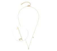 Jewels by Leonardo, collana Ciao Liora, catena corta in acciaio inox dorato, piastrine rettangolari e pietre di vetro trasparente baguette, lunghezza 42-47 cm, gioiello regalo, 024458, 42 cm, Acciaio
