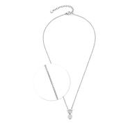 Jewels BY Leonardo Collana Ciao Noemi, Collana in Acciaio Inox Color Argento, Ciondolo a Forma di Cuore con zirconi sulla Chiusura a Barra, Lunghezza 42 - 47 cm, Idea Regalo per Donne, 025736