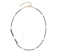 Jewels BY Leonardo Collana Ciao NOLA, Gioiello per Collo in Acciaio Inox Dorato, Perle di Vetro Nere spezzate di Perle Bianche, Lunghezza 42-47 cm, Regalo per Le Donne, 025706