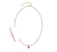 Jewels by Leonardo, collana Ciao Pinky, collana corta di perle in acciaio inox dorato, imitazione grigia e perle di vetro rosa intenso, lunghezza 42-47 cm, regalo per donne • 024974, 42 cm, Acciaio