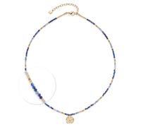 Jewels BY Leonardo Collana Ciao Rose con Collana in Acciaio Inox Dorato, Piccole Perle di Pietra Blu e Sottile Catena Paperclip, Lunghezza 42-47 cm, Gioiello Regalo per Donne, 025725