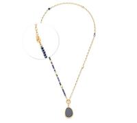 Jewels BY Leonardo Collana Clip & Mix Charlene 3 Pezzi Set in Acciaio Inox Dorato, Catena 50 cm, Bracciale 19 cm, Ciondolo 4 cm, Vetro, Perla e Blu Blu, Regalo per Le Donne, 025598