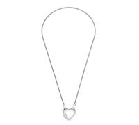 JEWELS BY LEONARDO Collana Clip & Mix Minou • Collana veneziana in acciaio inox color argento • moschettone a cuore tempestato di zirconi • 45 cm di lunghezza • Gioielli da donna • 021804