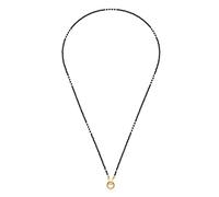 JEWELS BY LEONARDO Collana Clip & Mix Pippa • Collana di perle in acciaio inox dorato • Perle infilate in cristallo di vetro nero e perle in acciaio inox • 70 cm di lunghezza • Gioielli da donna