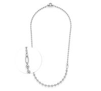 Jewels by Leonardo, collana con clip & Mix Dotty, catena a sfere di media lunghezza in acciaio inox color argento, mix di sfere sottili e più forti, lunghezza 60 - 61,3 cm, regalo per donne • 024922,