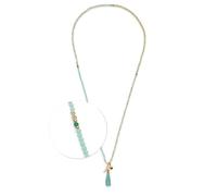 Jewels by Leonardo, collana donna • lunga catena infinita in acciaio inox dorato • perle di vetro in delicati toni turchesi • ciondolo con nappa, lunghezza 80 cm • gioiello regalo per donne • 024896,