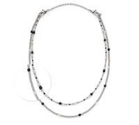 Jewels BY Leonardo Collana Sabine con Collo in Acciaio Inox Argentato, Elementi argentati con Perle in Bianco e Nero, Lunghezza 50-82 cm, Regalo per Donne, 024912