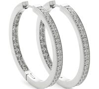 Jewels by Leonardo, orecchini a cerchio gelsomino, 1 paio di orecchini a cerchio in acciaio inox color argento, parte anteriore e posteriore con zirconi scintillanti • 024908, Eine Grösse, Acciaio