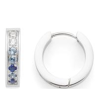 Jewels by Leonardo, orecchini a cerchio Inka, 1 paio di orecchini a cerchio in acciaio inox color argento, pietre di zirconia cubica in tonalità blu graduate • 024913, Eine Grösse, Acciaio